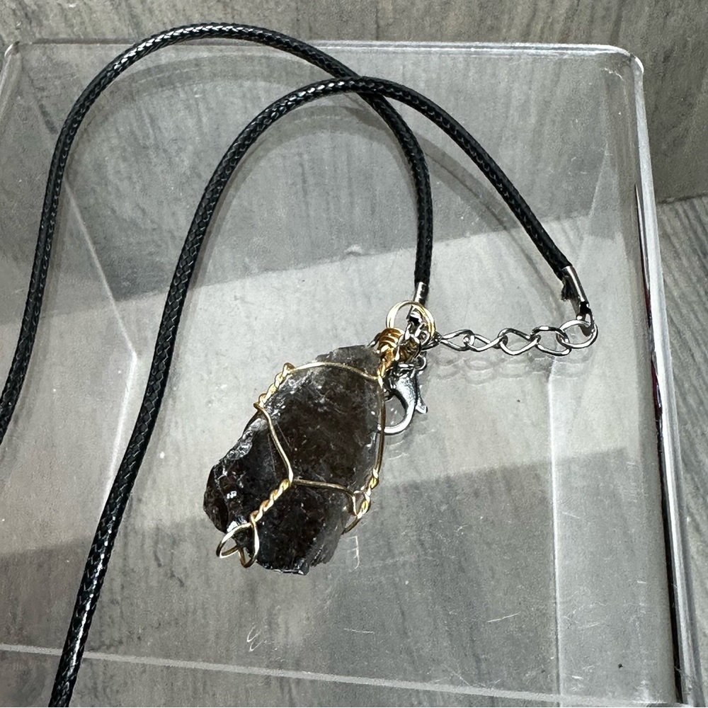 Raw Natural Rough Smoky Quartz Crystal Necklace